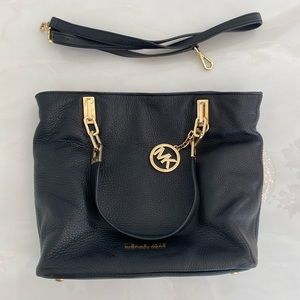 Michael Kors black soft leather chain link strap purse.